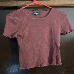 Lulu's Pink Ribbed Cropped T-Shirt
